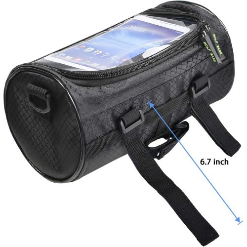  Oranlife Bike Handlebar Bag, Waterproof Phone Cycling Mount Front Bags, Bicycle Storage Bag with Removable Shoulder Strap, 6 inch Transparent Pouch, Best Gift