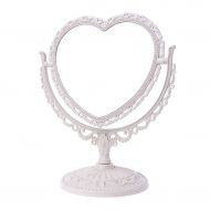 Oranmay 2Sides Heart-shaped Makeup Mirror 360 Rotatabling Stand Table Cosmetic Mirror Dresser (Beige)