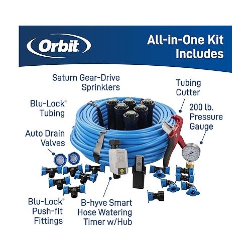  Orbit 50022 Medium-Area 1-Zone All-in-One Automatic Watering System with B-hyve Smart Hose Watering Timer and B-hyve Smart Wi-Fi Hub