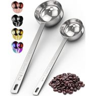 Orblue Premium Coffee Scoop Set - 1 Tbsp (15ml) & 2 Tbsp (30ml) Measuring Tablespoon - Stainless Steel Coffee Measuring Spoon and Scooper with Long Handles - Pack of 2