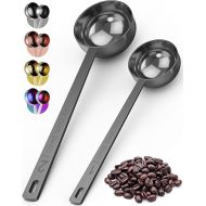 Orblue Premium Coffee Scoop Set - 1 Tbsp (15ml) & 2 Tbsp (30ml) Measuring Tablespoon - Stainless Steel Coffee Measuring Spoon and Scooper with Long Handles - Pack of 2 Black