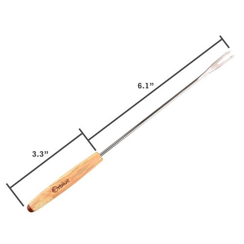 Orblue Fonduegabeln mit Griff aus Holz, 8 Stueck in Einem Set, unterschiedliche Farben