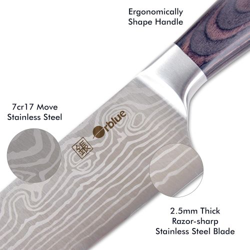  [아마존 핫딜]  [아마존핫딜]Orblue Chef Knife, 8-Inch High Carbon Stainless Steel Kitchen Chefs Knife for Cutting, Chopping, Dicing, Slicing & Mincing  Professional Cooking Knife with Ergonomic Handle & Shar