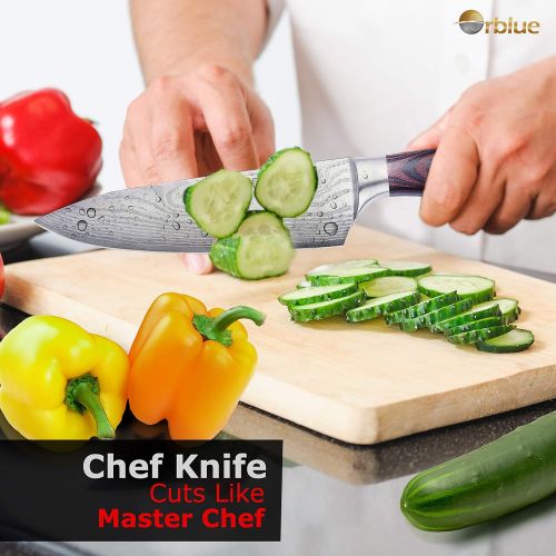  [아마존 핫딜]  [아마존핫딜]Orblue Chef Knife, 8-Inch High Carbon Stainless Steel Kitchen Chefs Knife for Cutting, Chopping, Dicing, Slicing & Mincing  Professional Cooking Knife with Ergonomic Handle & Shar