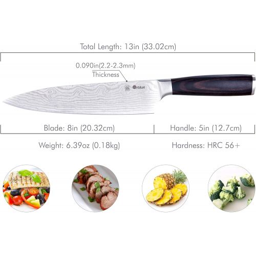  [아마존 핫딜]  [아마존핫딜]Orblue Chef Knife, 8-Inch High Carbon Stainless Steel Kitchen Chefs Knife for Cutting, Chopping, Dicing, Slicing & Mincing  Professional Cooking Knife with Ergonomic Handle & Shar