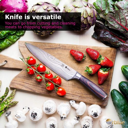  [아마존 핫딜]  [아마존핫딜]Orblue Chef Knife, 8-Inch High Carbon Stainless Steel Kitchen Chefs Knife for Cutting, Chopping, Dicing, Slicing & Mincing  Professional Cooking Knife with Ergonomic Handle & Shar