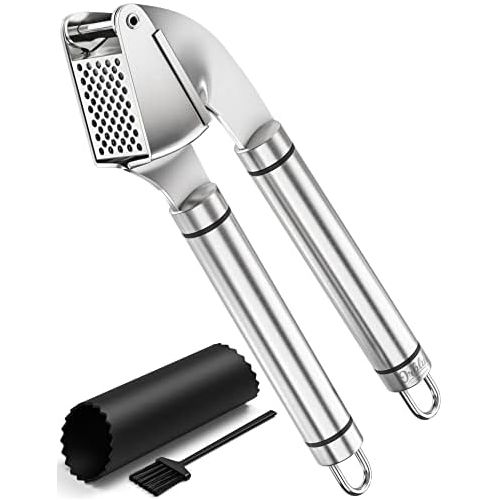  ORBLUE Garlic Press [Premium], Stainless Steel Mincer, Crusher & Peeler Set - Professional Grade, Easy Clean, Dishwasher Safe & Rust-proof