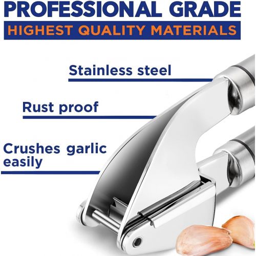  ORBLUE Garlic Press [Premium], Stainless Steel Mincer, Crusher & Peeler Set - Professional Grade, Easy Clean, Dishwasher Safe & Rust-proof