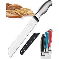 Orblue Serrated Bread Knife with Upgraded Stainless Steel Razor Sharp Wavy Edge Width - Bread Cutter Ideal for Slicing Homemade Bread, Bagels, Cake (8-Inch Blade with 5-Inch Handle