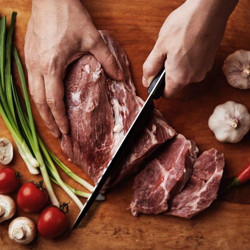  Orblue Premium Meat Cleaver - Stainless Steel Chef Butcher Knife for Cooking - Professional 7-Inch Blade for Precision Cutting - Perfect for Home Kitchen or Restaurant