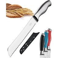 [아마존베스트]Orblue Serrated Bread Knife Ultra-Sharp Stainless Steel Professional Grade Bread Cutter - Cuts Thick Loaves Effortlessly - Ideal for Slicing Bread, Bagels, Cake (8-Inch Blade with
