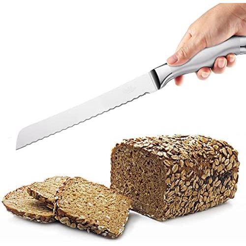  [아마존베스트]Orblue Serrated Bread Knife Ultra-Sharp Stainless Steel Professional Grade Bread Cutter - Cuts Thick Loaves Effortlessly - Ideal for Slicing Bread, Bagels, Cake (8-Inch Blade with