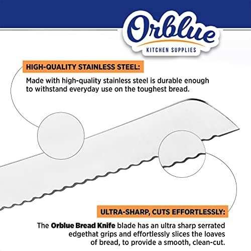  [아마존베스트]Orblue Serrated Bread Knife Ultra-Sharp Stainless Steel Professional Grade Bread Cutter - Cuts Thick Loaves Effortlessly - Ideal for Slicing Bread, Bagels, Cake (8-Inch Blade with