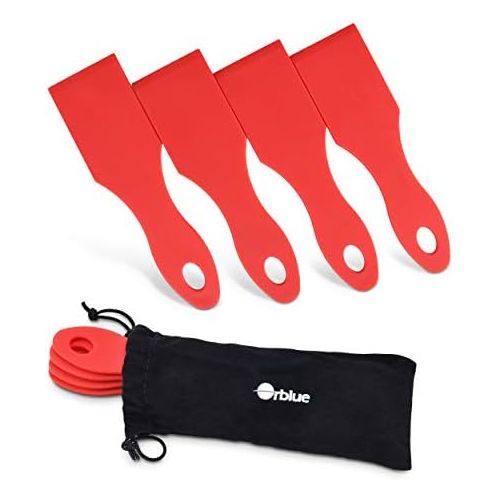  [아마존베스트]ORBLUE Raclette Scraper Set of 8 in Red