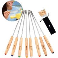 [아마존베스트]Orblue Wooden Handled Fondue Forks, Set of 8, Assorted Colours