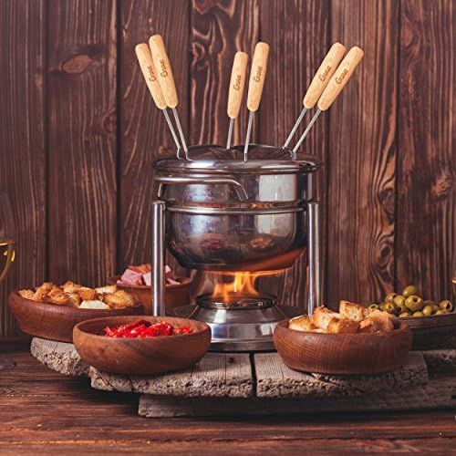  [아마존베스트]Orblue Wooden Handled Fondue Forks, Set of 8, Assorted Colours