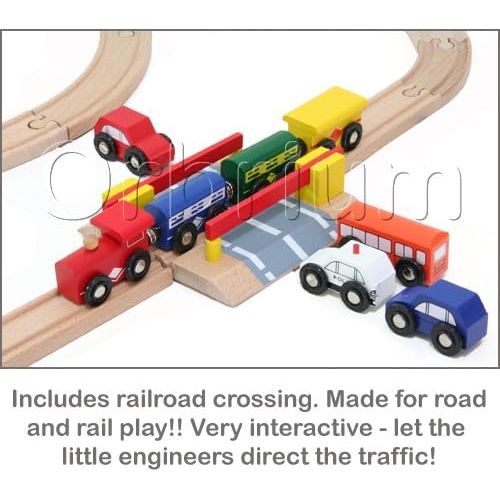  [아마존베스트]100-Piece Orbrium Toys Triple-Loop Wooden Train Set Fits Thomas Brio Chuggington
