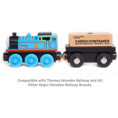  [아마존베스트]Orbrium Toys 12 (20 Pcs) Wooden Train Cars for Kids + Dual-use Wooden Box Cover/Tunnel Wooden Train Set Trains Toy Compatible with Thomas Wooden Railway, Thomas The Tank Engine, Br