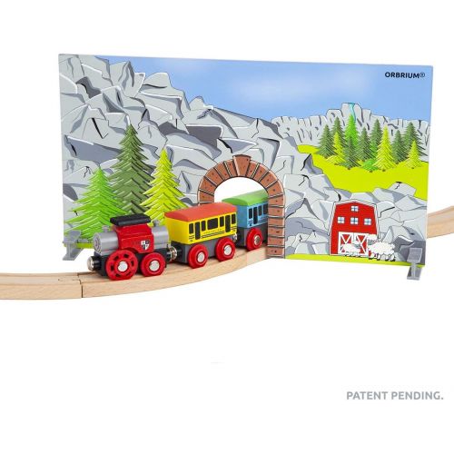  [아마존베스트]Orbrium Toys 12 (20 Pcs) Wooden Train Cars for Kids + Dual-use Wooden Box Cover/Tunnel Wooden Train Set Trains Toy Compatible with Thomas Wooden Railway, Thomas The Tank Engine, Br