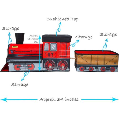  Orbrium Toys Train Shaped Collapsible Toys Storage Bin Organizer for Thomas Wooden Train, Thomas The Tank Engine and Trackmaster, etc.