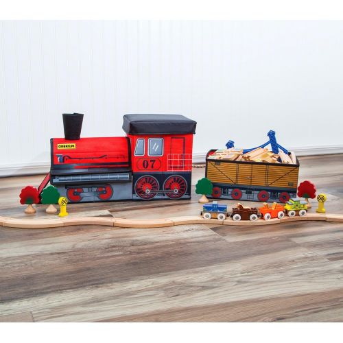  Orbrium Toys Train Shaped Collapsible Toys Storage Bin Organizer for Thomas Wooden Train, Thomas The Tank Engine and Trackmaster, etc.