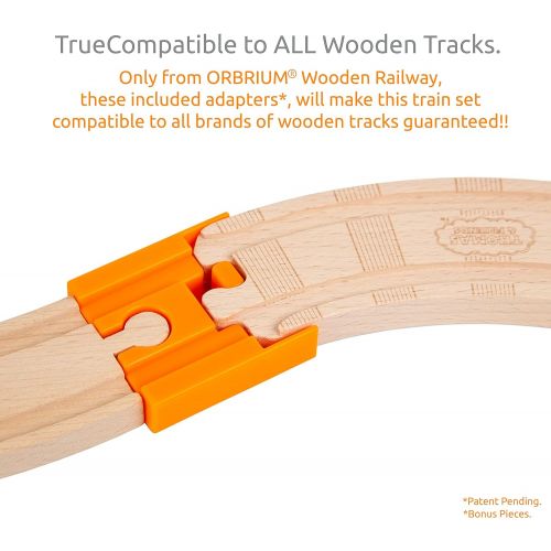  Orbrium Toys 68 Pcs Wooden Train Track Expansion Pack Compatible with Thomas Wooden Train, Brio, Thomas The Tank Engine