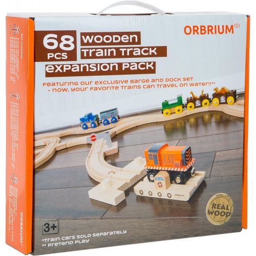  Orbrium Toys 68 Pcs Wooden Train Track Expansion Pack Compatible with Thomas Wooden Train, Brio, Thomas The Tank Engine