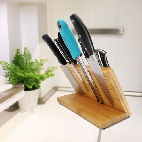  Orchids-purple Bamboo Magnetic Knife Block,Knife Holder,Knife Rack,Knife Dock with Double Side Strong Magnetic for Knives Organize and Storage,Kitchen Cutlery Display Stand,Scissor Holder