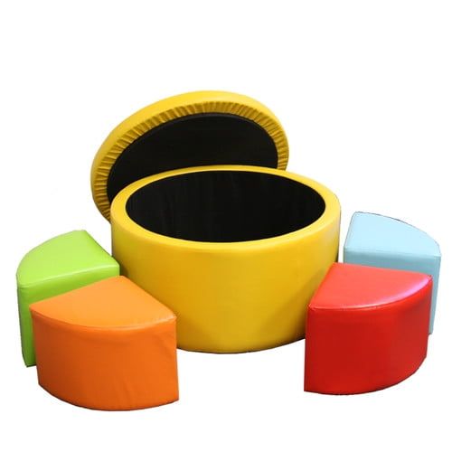  Ore International 13.5 Yellow Storage Ottoman with 4 Seating