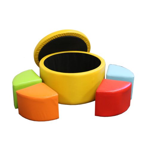  Ore International 13.5 Yellow Storage Ottoman with 4 Seating