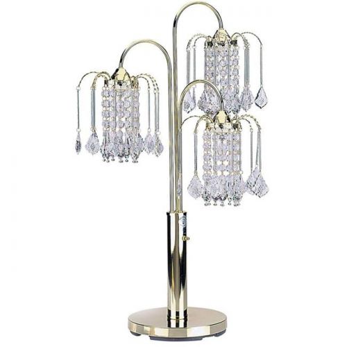  Ore International ORE International Table Lamp with Crystal-Like Shades, Polished Brass