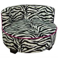 Ore International 15.5H Round Pet Zebra Upholstered Print Furniture