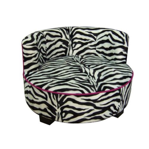  Ore International 15.5H Round Pet Zebra Upholstered Print Furniture