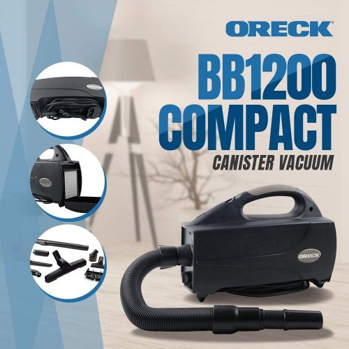 [아마존베스트]Oreck Compact Canister Vacuum-Handheld Cannister Cleaner & Blower w/HEPA Filter Bag for Dusting Dirt & Dog Hair for Hardwood, Wooden & Tile Floors, BB1200DB, Black