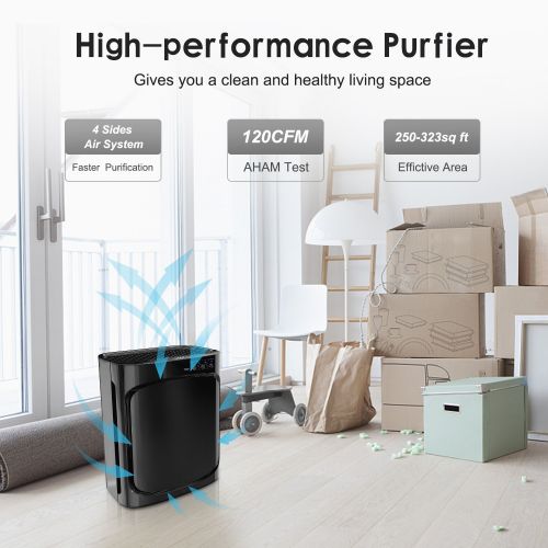  Oregon Scientific CF8410, HEPA Air Purifier, 3-in-1 Air Filter, Remove Dust, Smoke, Pollen, Mold w/ UVC Sanitizer, Medium, Black