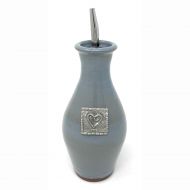 Oregon Stoneware Studio Heart Oil Bottle, Light Blue