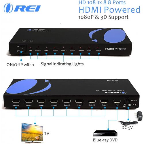  [아마존 핫딜] Orei HD-108 1x8 8 Ports HDMI Powered Splitter for Full HD 1080P & 3D Support (One Input to Eight Outputs)