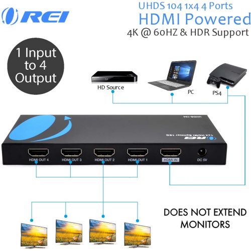  [아마존 핫딜] Orei UltraHD 4K @ 60 Hz 1 X 4 HDMI Splitter 1 in 4 Out 4 Port 4: 8-Bit - HDMI 2.0, HDCP 2.18 Gbps