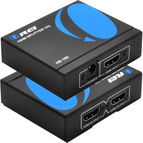  [아마존베스트]Orei 1 x 2 HDMI Splitter V1.3 Powered 1080P Certified Duplicate/Mirror Screen Monitor Supports 3D High Resolutions - 1 Source onto 2 Same Displays