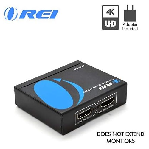  [아마존베스트]Orei 1 x 2 HDMI Splitter 4K @ 30Hz V1.4 Powered 1080P Certified Duplicate/Mirror Screen Monitor Supports 3D High Resolutions - 1 Source onto 2 Same Displays