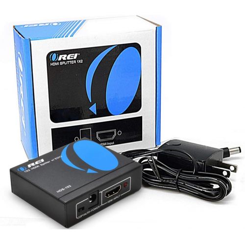  [아마존베스트]Orei 1 x 2 HDMI Splitter 4K @ 30Hz V1.4 Powered 1080P Certified Duplicate/Mirror Screen Monitor Supports 3D High Resolutions - 1 Source onto 2 Same Displays