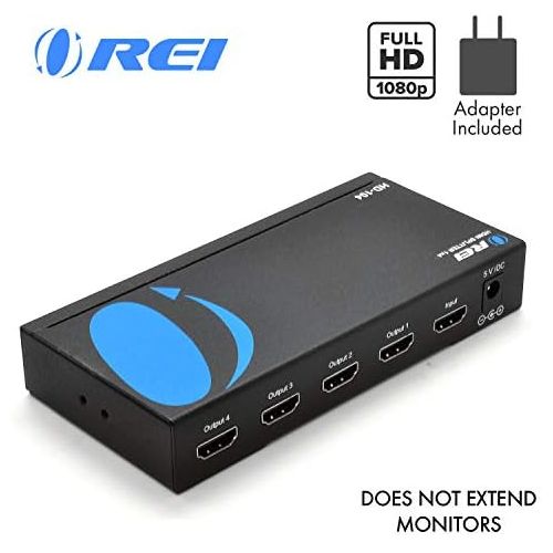  [아마존베스트]Orei OREI HD-104 1x4 4 Ports HDMI Powered Splitter for Full HD 1080P & 3D Support (One Input To Four Outputs)