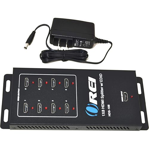  [아마존베스트]Orei OREI HD-108 1x8 8 Ports HDMI Powered Splitter for Full HD 1080P & 3D Support (One Input To Eight Outputs)