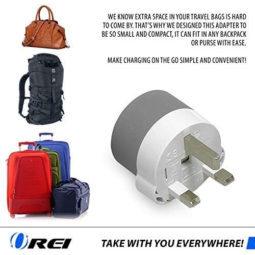  [아마존베스트]Orei UK, Ireland, Dubai Power Plug Adapter by OREI with 2 USA Inputs - Travel 3 Pack - Type G (US-7) Fuse Protected Safe Grounded Use with Cell Phones, Laptop, Camera Chargers, CPAP, an