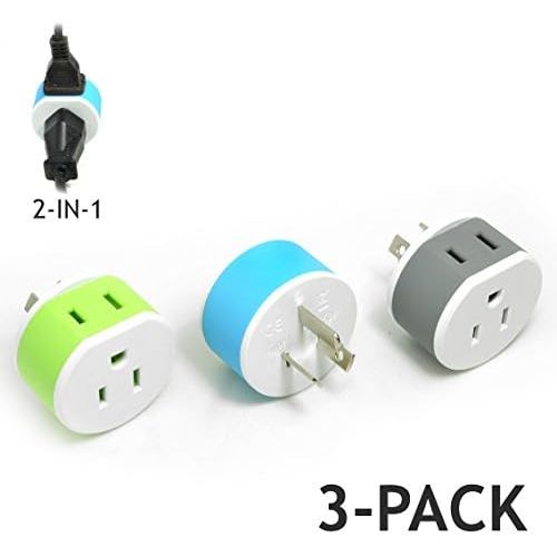  [아마존베스트]Orei Australia, New Zealand, China Power Plug Adapter by OREI with 2 USA Inputs - Travel 3 Pack - Type I (US-16) Safe Grounded Use with Cell Phones, Laptop, Camera Chargers, CPAP, and M