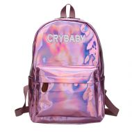 Orfila Hologram Laser Backpack PU Leather Casual Daypack School Bookbag Fashion Travel Satchel Shoulder Bag