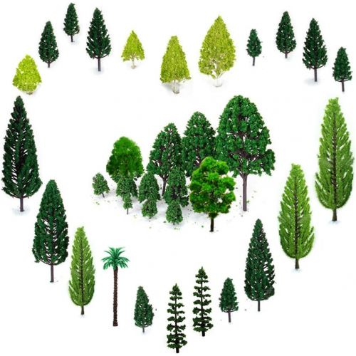  [아마존베스트]OrgMemory 29pcs Mixed Model Trees 1.5-6 inch(4 -16 cm), Ho Scale Trees, Diorama Supplies, Model Train Scenery, Fake Trees for Projects, Woodland Scenics with No Bases