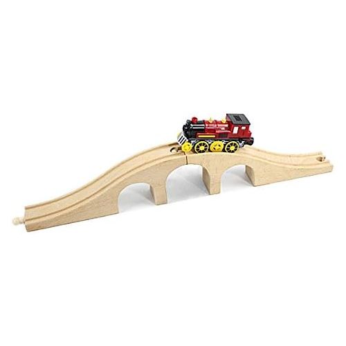  OrgMemory Wooden Train Tracks, Wooden Train Bridge, Suspension Bridge, Brick Bridge, Crossing Track, Curved Track and Wooden Stop Track Compatible with All Major Brands