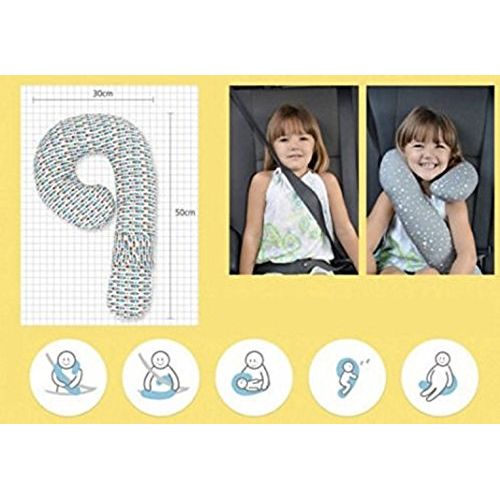  Organic Factory Genie Lite Car Seat Head Neck and Body Support Pillow for Kids - Color Grey Star