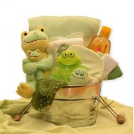 Organic Stores Frog Themed Baby Gift Basket -Neutral Baby Gift